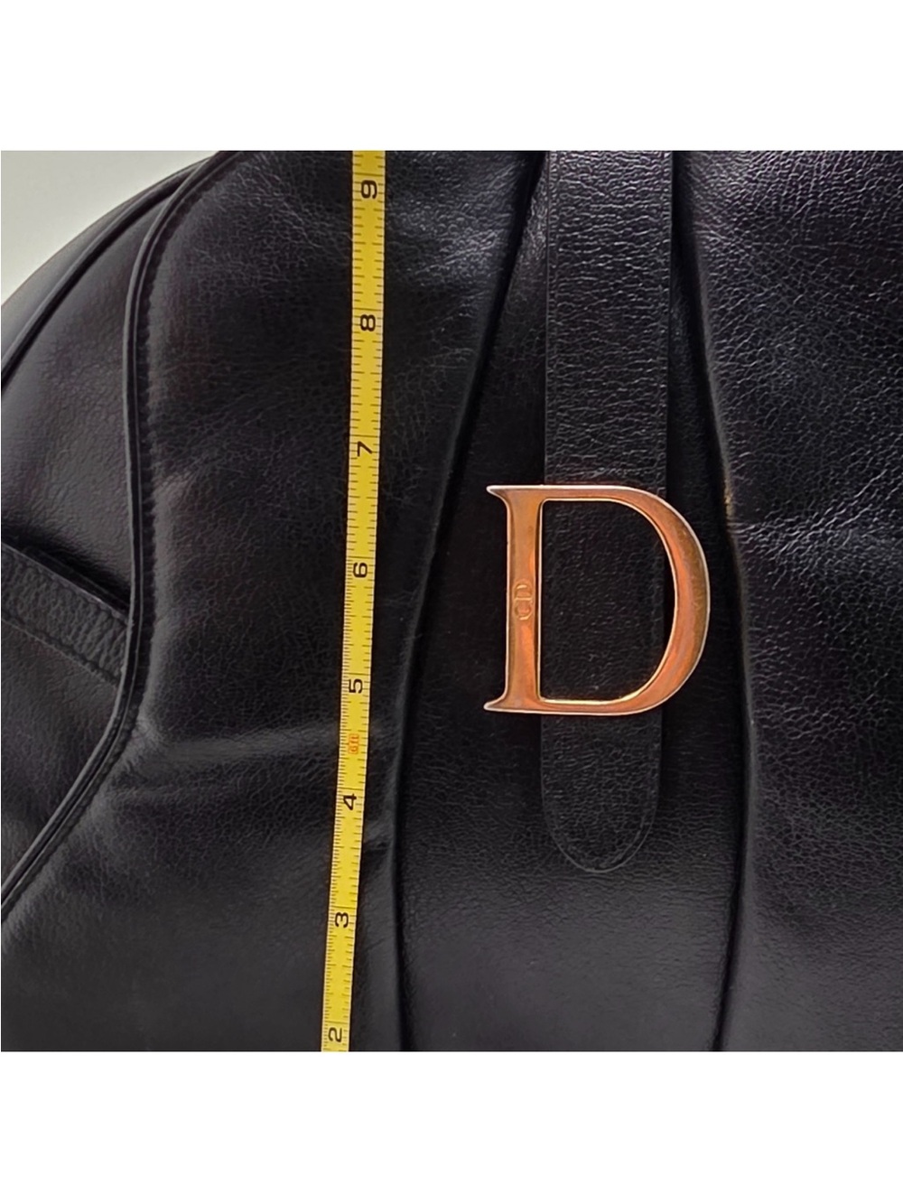Dior Black Leather Satchel with Gold 'D' Accent - Picture 10 of 12